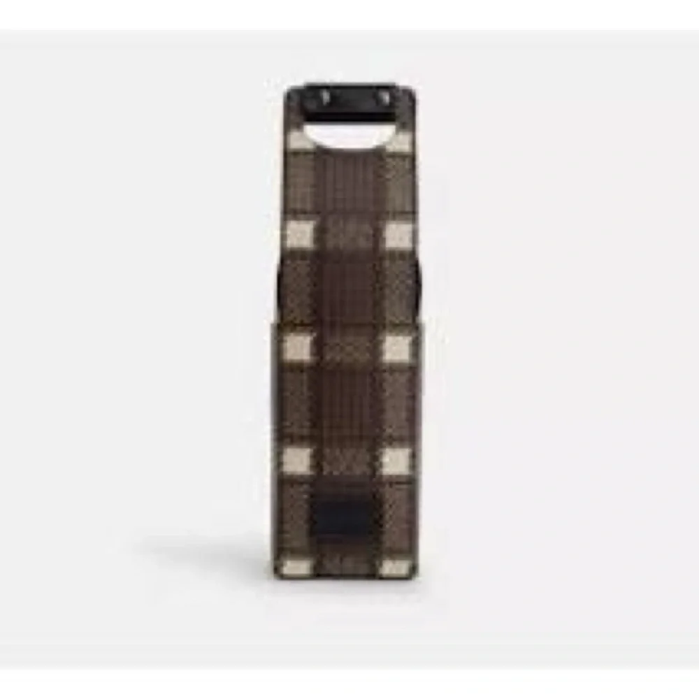 Coach bougie Elegant brushed plaid Wine Bottle Holder carrier NEW unused